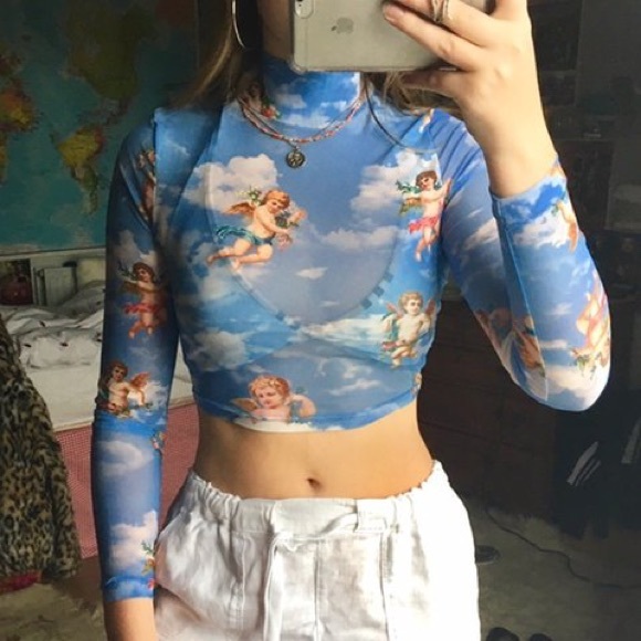 mesh long sleeve turtleneck